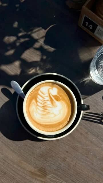Swan latte art in a coffee at The Peacock